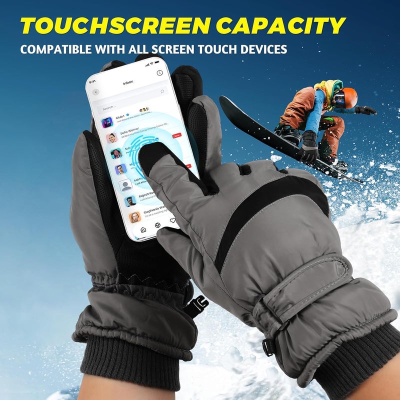 Pleneal Winter Ski Gloves Women Men, Windproof Waterproof Gloves with Warm Touchscreen Thermal Lining Anti-Slip for Work Cycling Motorcycle Snowboarding - Image 2